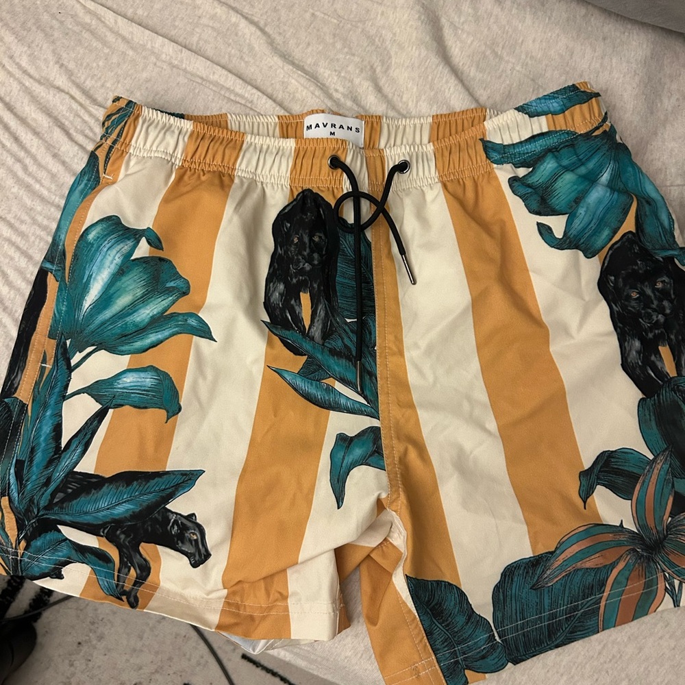 Mavran pantera Men's Tropical Swim Shorts - Orange and Teal
